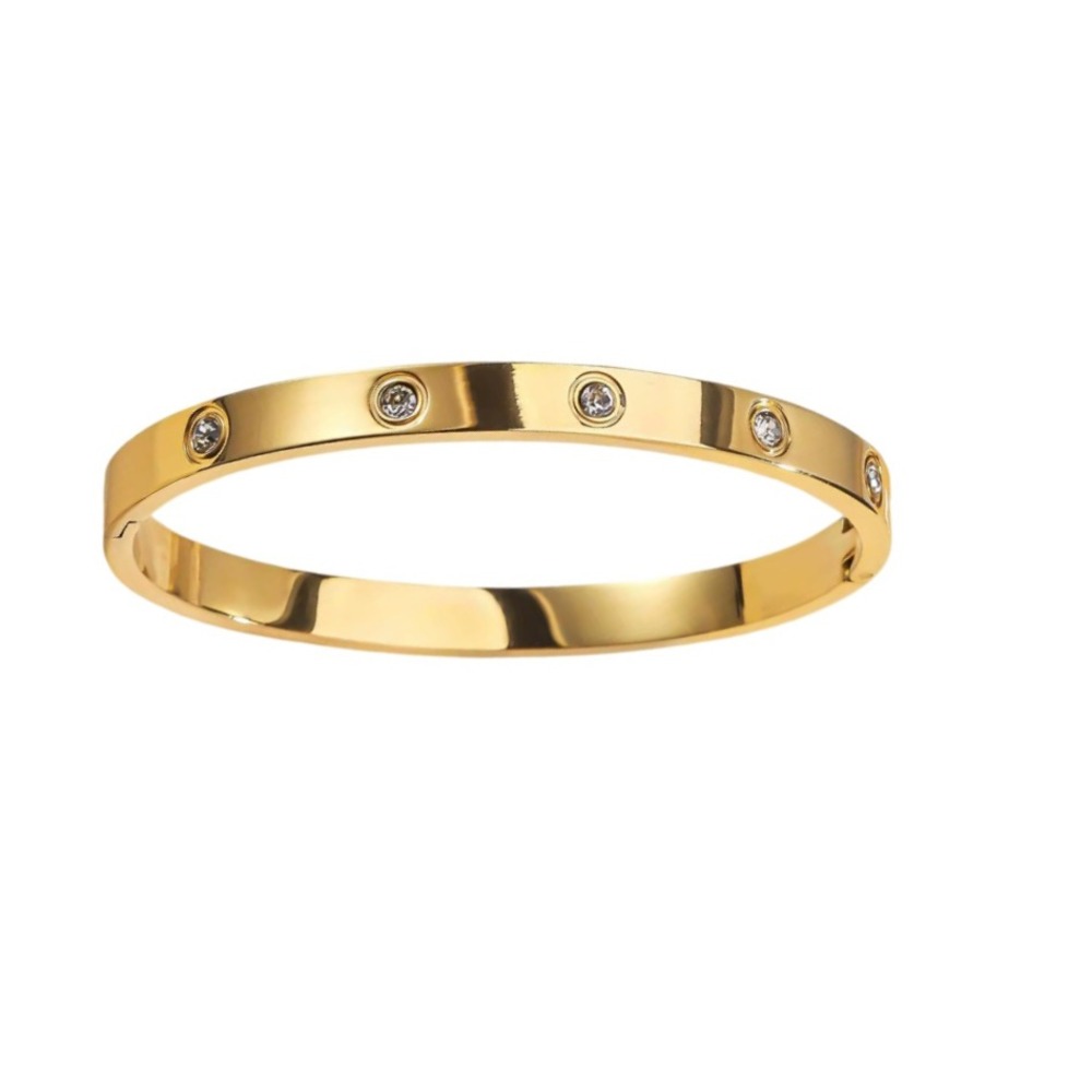 Sparkling Bangle Bracelet 18k Gold over Stainless Steel‎ NWOT